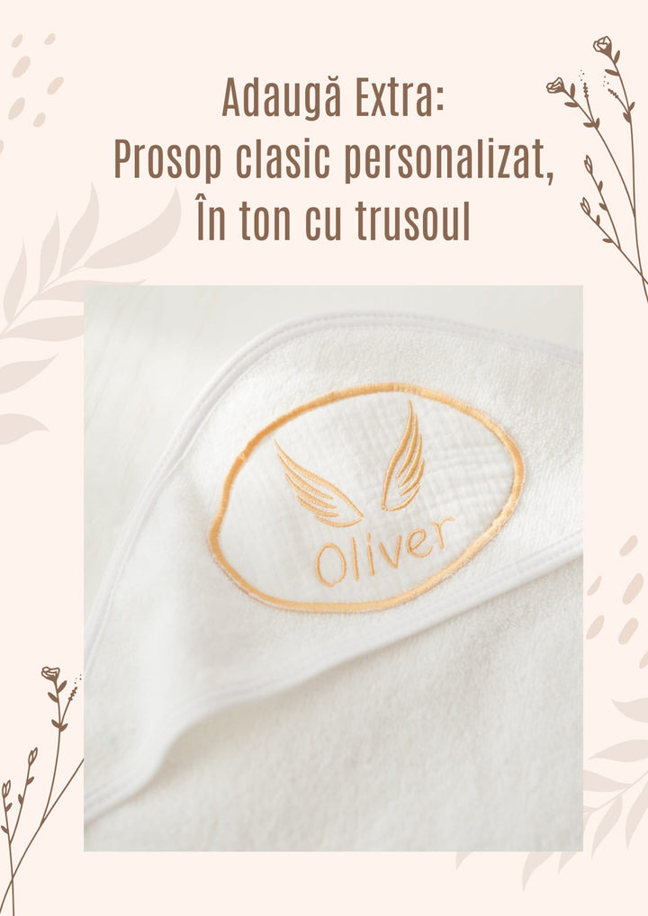 a close up of a towel with a logo on it