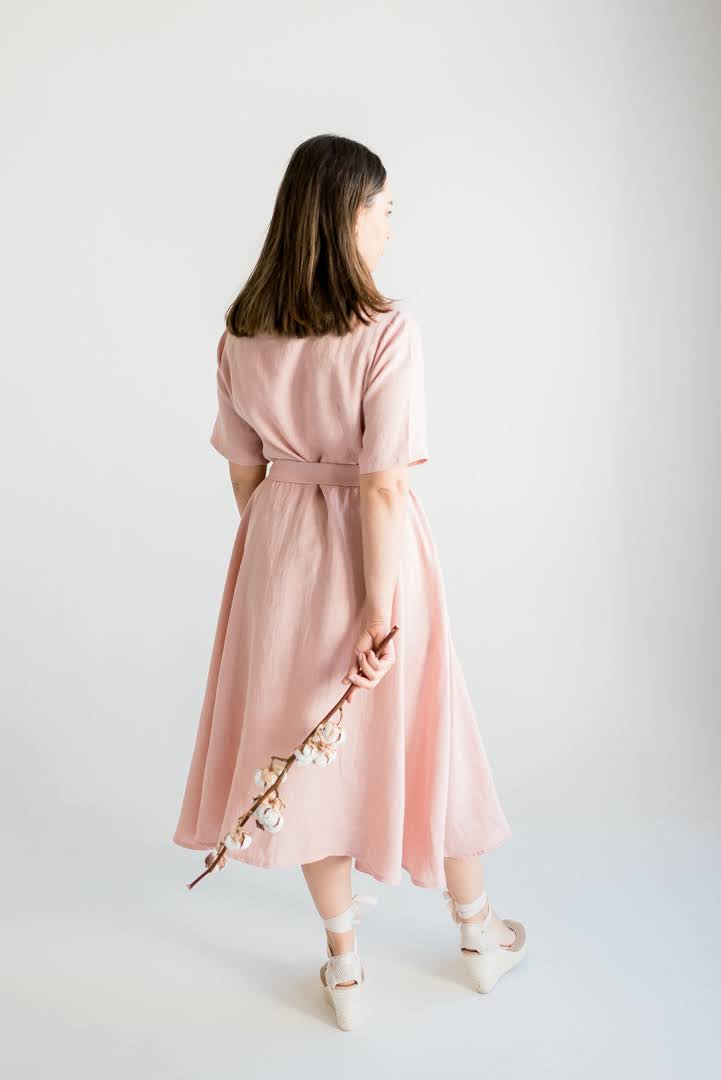 Stock Sale -  Rochie midi din in prespalat, Freya