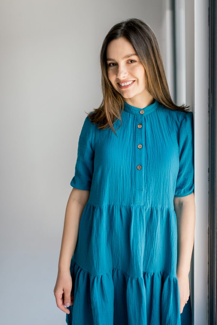 Rochie din muselina de bumbac organic, GOTS