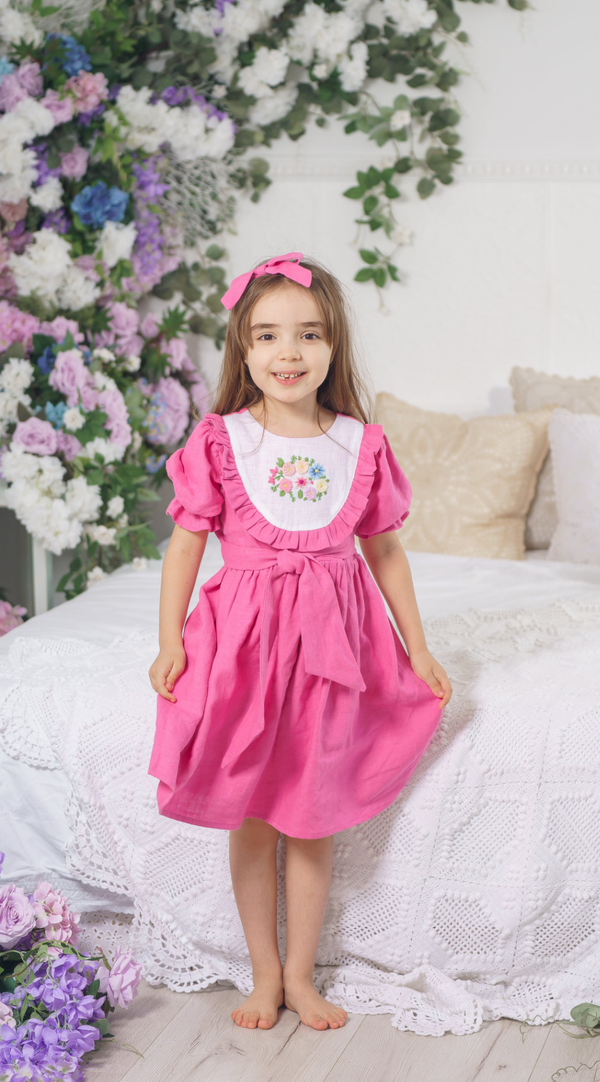 Rochie din in prespalat cu broderie manuala, Annaelle