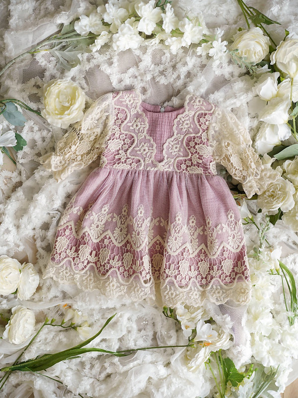 Rochie cu dantela, Madira, roz
