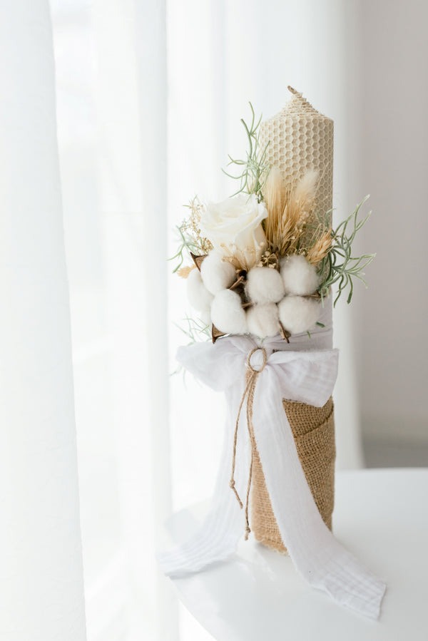 Lumanare pentru botez, Cotton Flowers, diferite culori