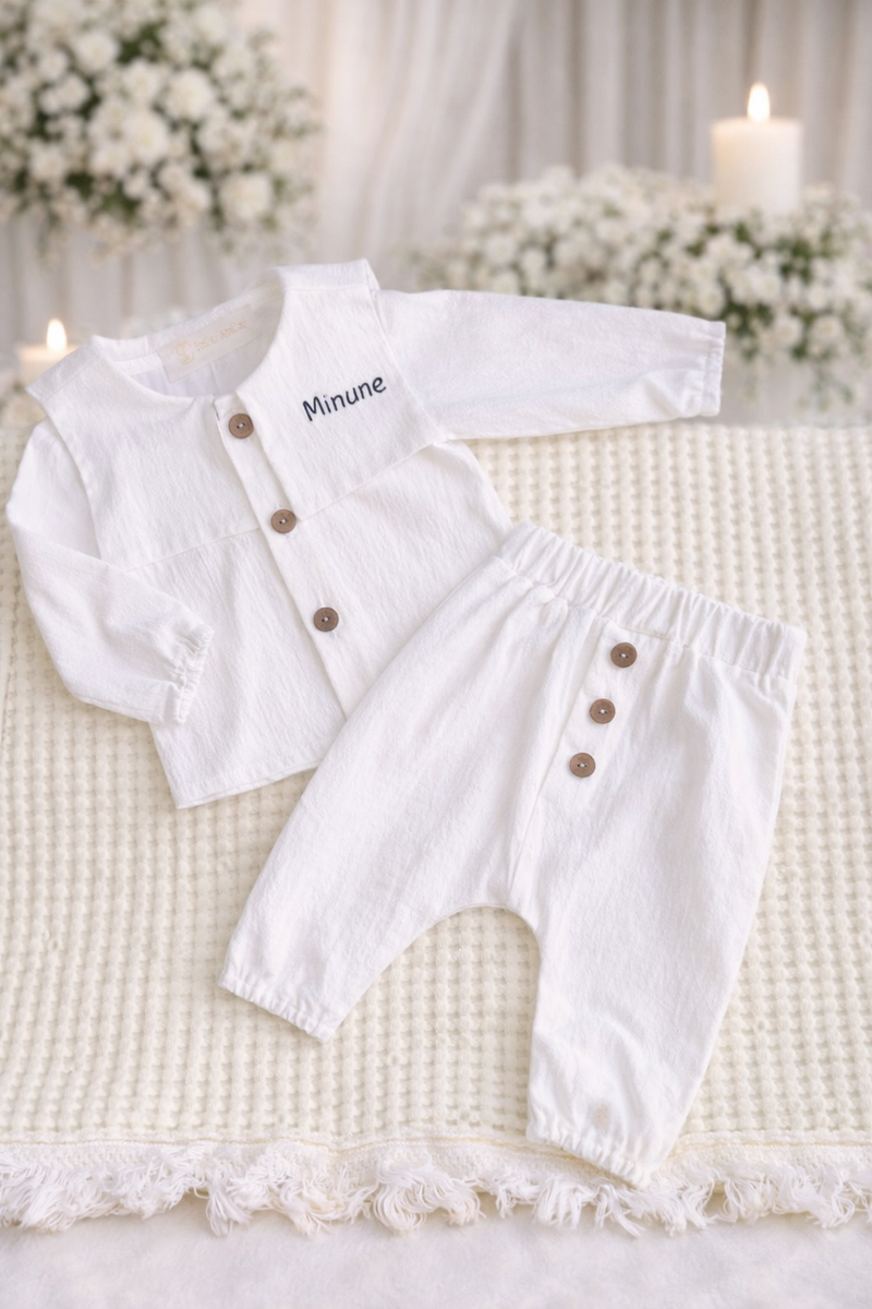 Set unisex pentru botez, personalizat, Minune, maneca lunga