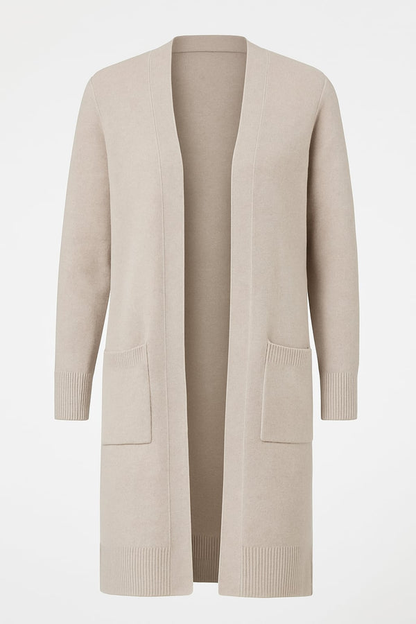 Jacheta lunga pentru femei din lana, Natural