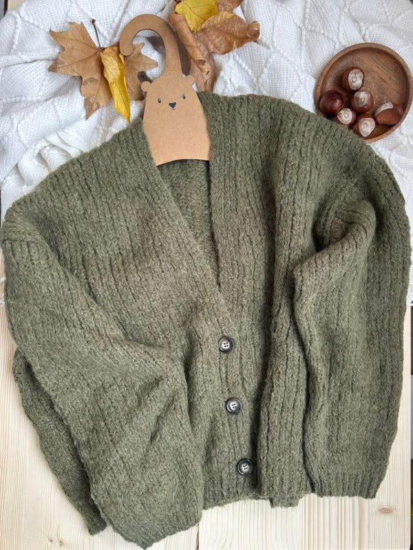 Cardigan pentru femei cu lana, Olive