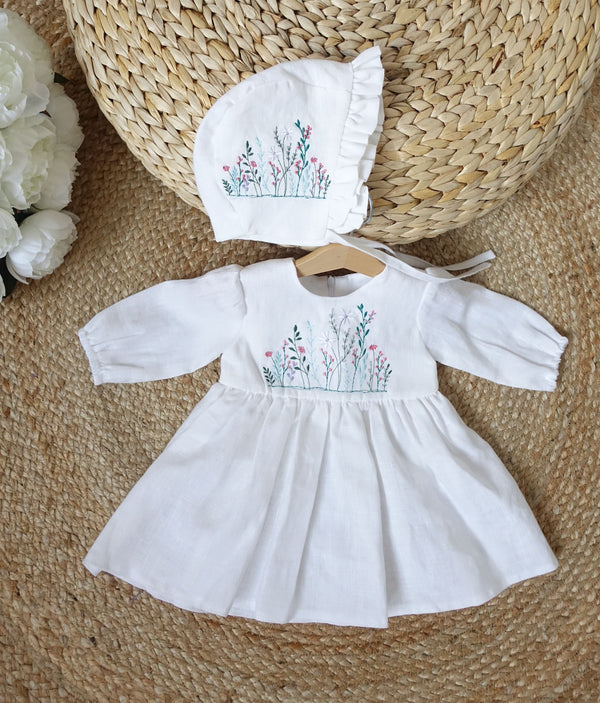 Rochie de botez cu broderie, Delicate, Alba