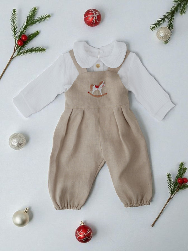 Set pentru baiat din in, Calut Beige