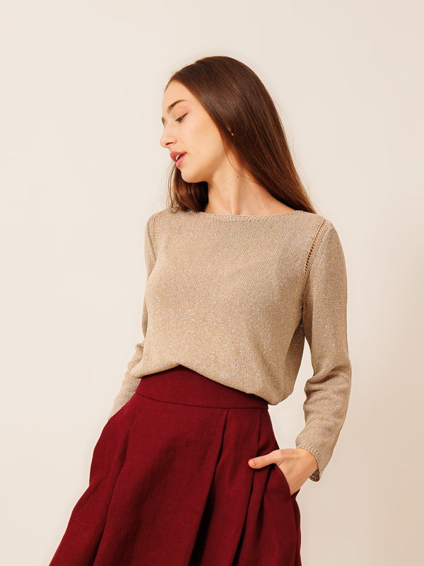 Bluza tricotata pentru femei, cu lurex