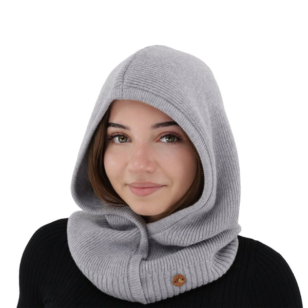 Cagula pentru femei din lana merinos si casmir,  Gri