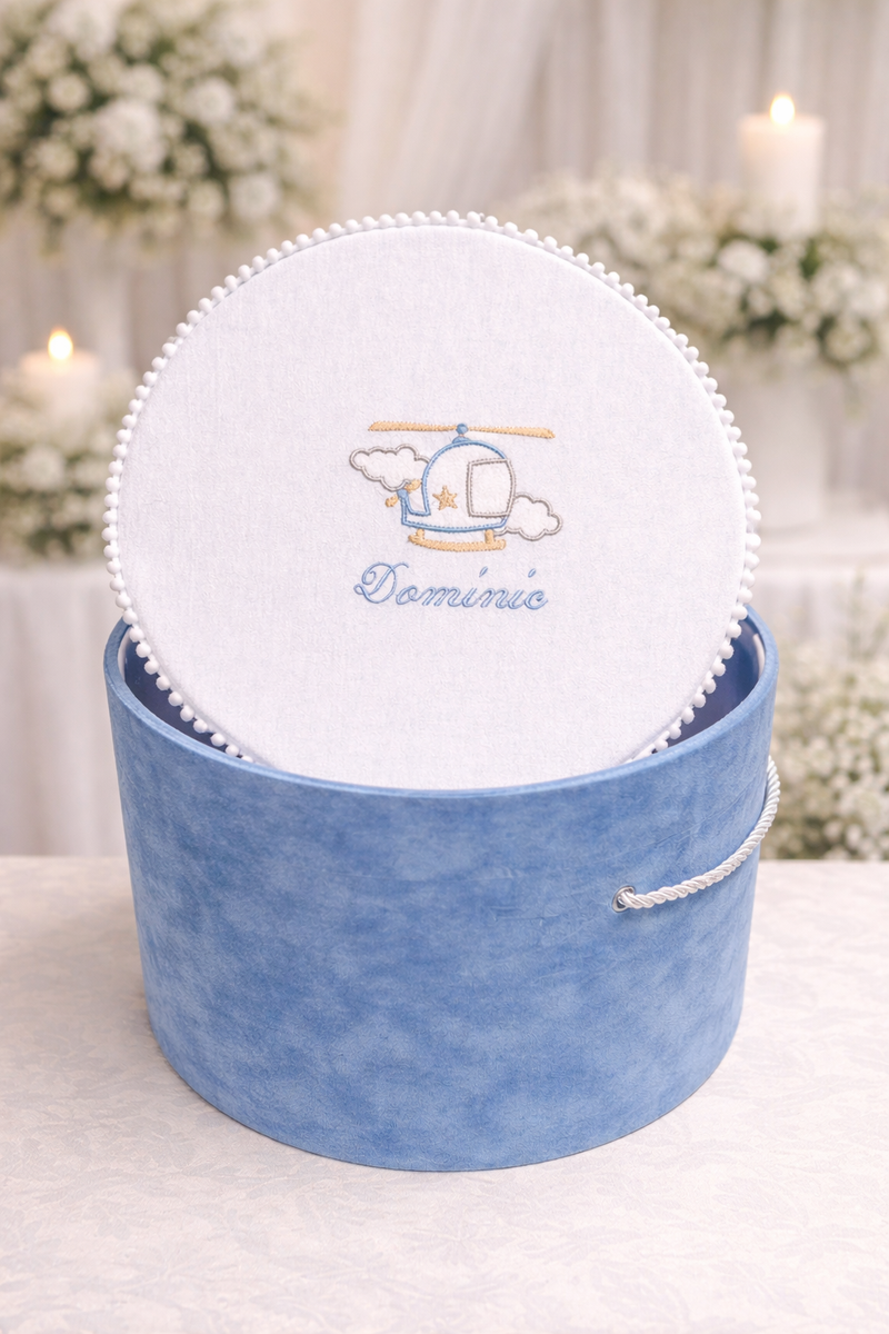 Cutie trusou pentru botez, personalizata, Elicopter