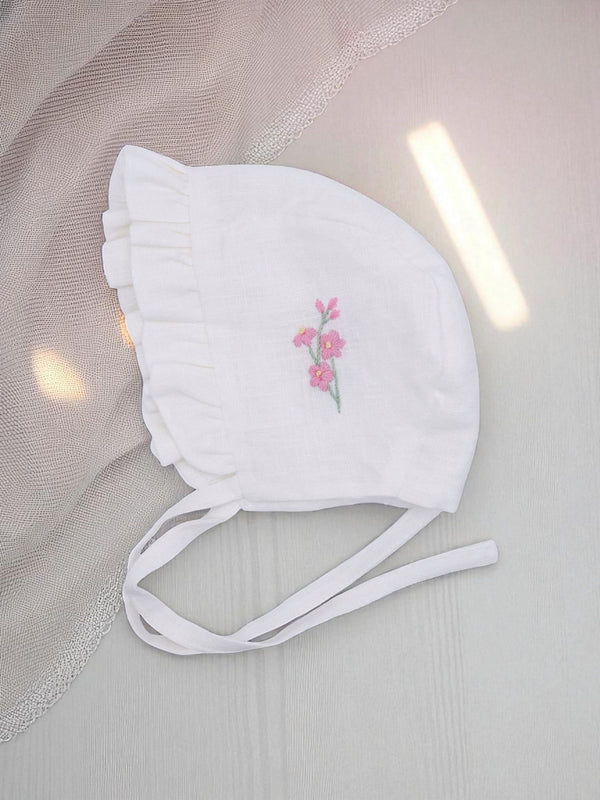 Boneta fetite cu broderie, din in, Gloria