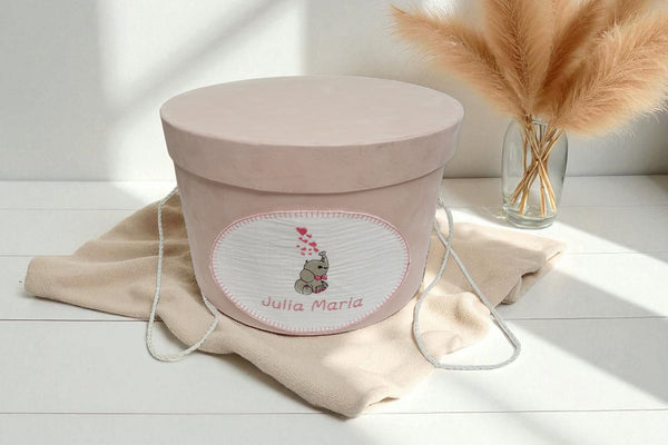 Cutie trusou pentru botez, personalizata, Elefant