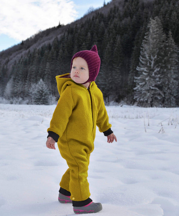 Salopeta dublata din lana fiarta, Mustard Yellow