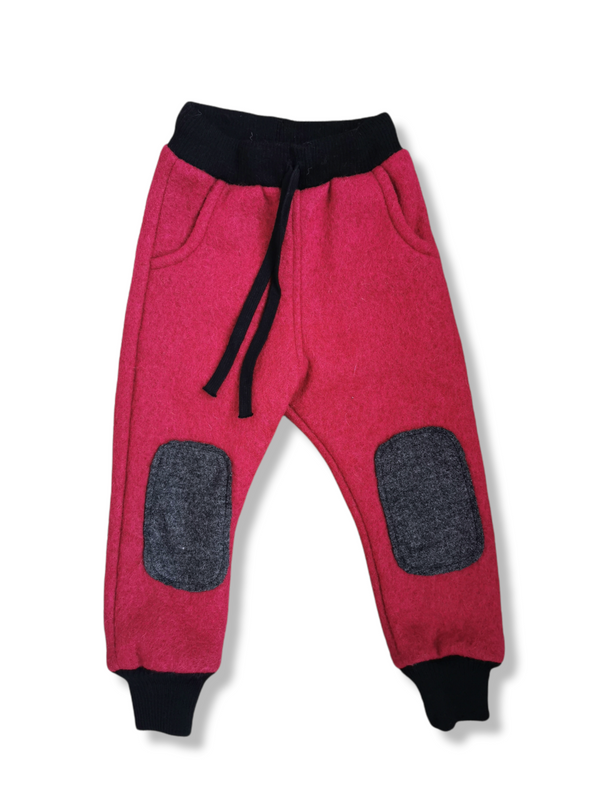 Pantaloni dublati din lana fiarta cu snur, Orchid