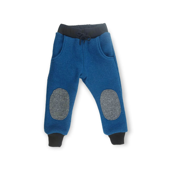 Pantaloni dublati din lana fiarta - Petrol
